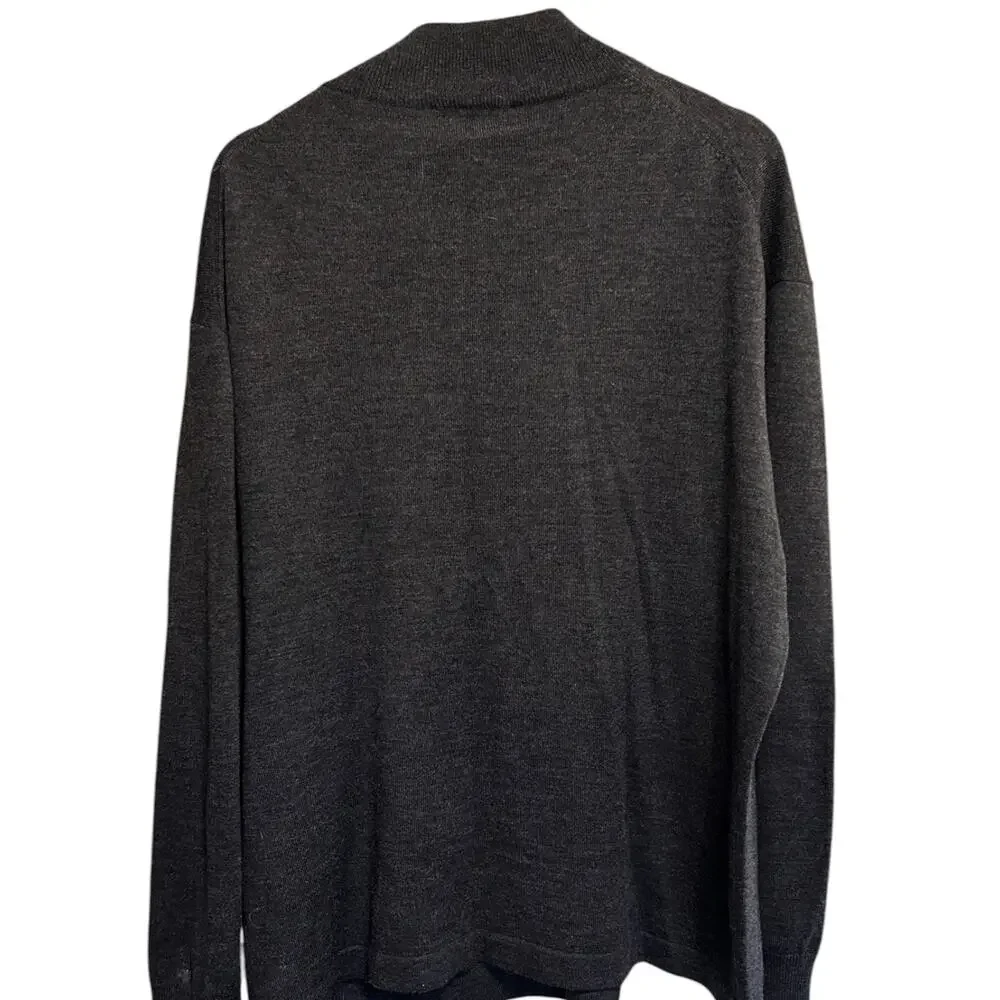 Pronto Uomo 100% Merino Wool Pullover Half Zip Sweater Charcoal Gray 2X 2XL